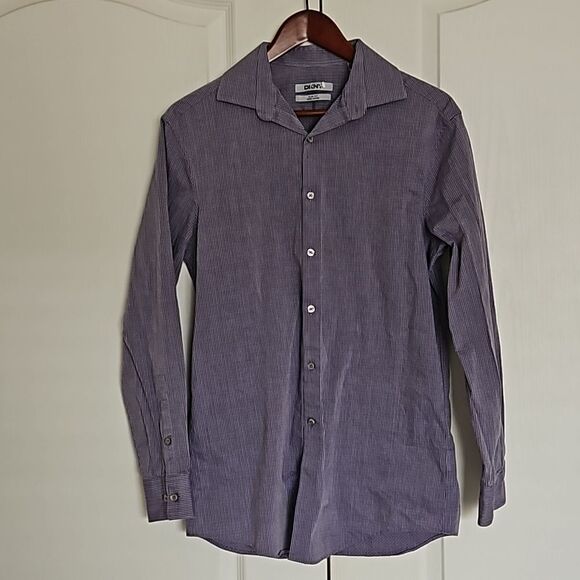 DKNY Men's Slim Fit Long Sleeves Button-Down Cotton Shirt Lavender 15- 32/33 - Picture 2 of 16